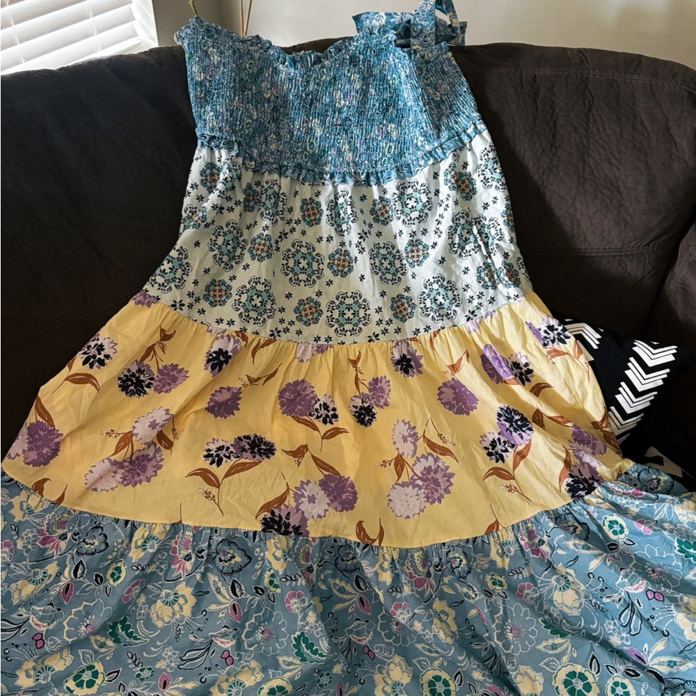 Nanette Lepore Blue Floral Smocked Dress